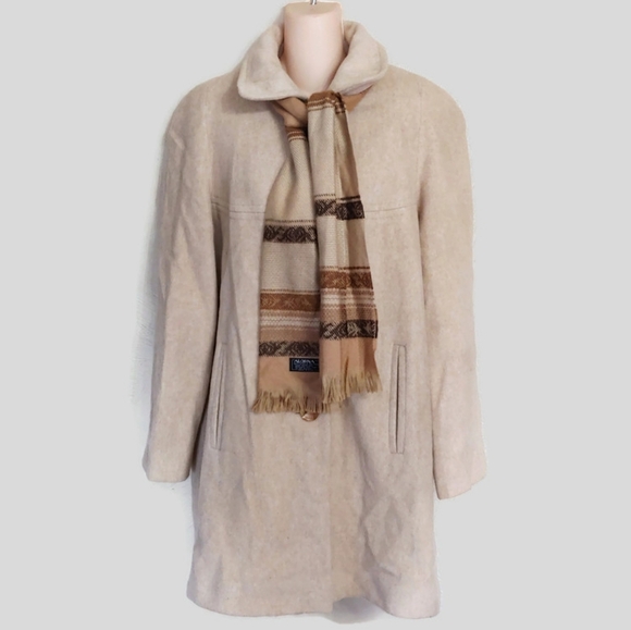 Vintage Alorna Wool Light Tan Peacoat Size Women's Medium - Picture 3 of 9